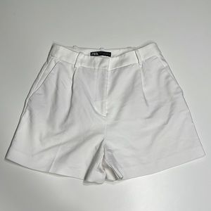 Zara- white high-waisted shorts